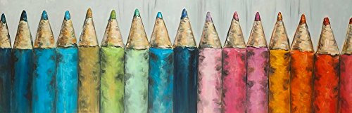Feeling at home KUNSTDRUCK auf MATTE PAPIER 220gr Buntstifte Atelier B - Kinderkunst horizontal Poster Row Wood Bleistifte Farben Kinder Bild auf Papier cm_86_X_266