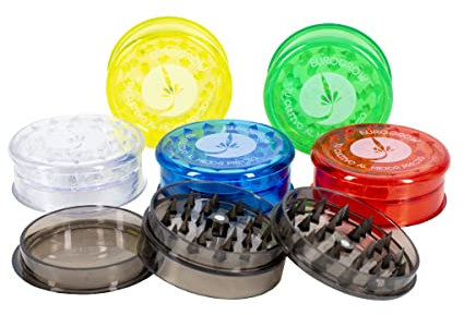 EUROGROW - Grinder Plástico - Pack de 6 unidades - Grinder de 3 piezas 60mm - -Picador de hierbas - Molinillo de especias de plástico perfecto para regalos.