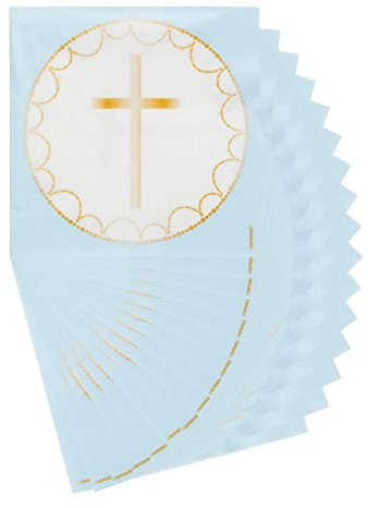 Amscan 9915956 Blue Botanical Cross Napkin- 20 Pack