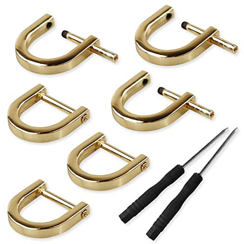 LAMXD Lot de 6 anneaux en D avec vis de fermeture, anneaux en D en forme de fer à cheval en forme de U, boucles dorées pour sacs ou sacs à main, demi-cercle à visser dans la manille, anneau en D avec