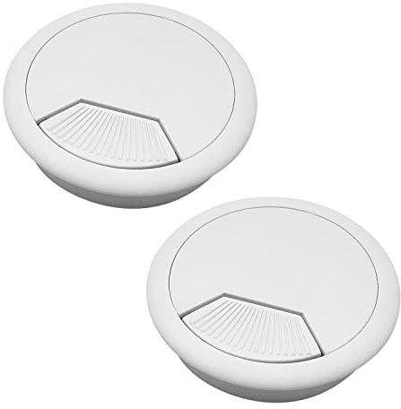 ALLY-MAGIC Desk Grommets, Desk Plastic Grommet for Home & Office, 2PCS Round Cord Cable Hole Cover, Computer Desk Cable Grommets, 60mm(2.36 inches) Y9DNZXKG(White)
