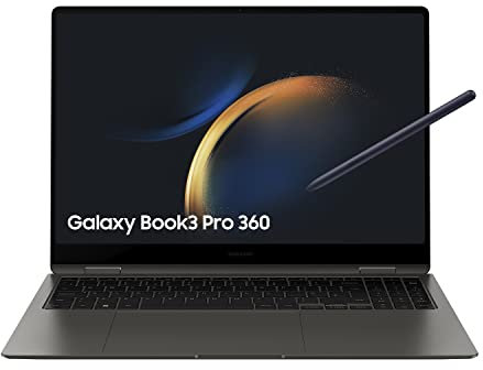 SAMSUNG Galaxy Book3 Pro 360 - Portátil convertible 16 WQXGA+ (Intel Core i7-1360P, 16GB RAM, 512GB SSD, Intel Iris Xe, Windows 11) Grafito - Teclado QWERTY español