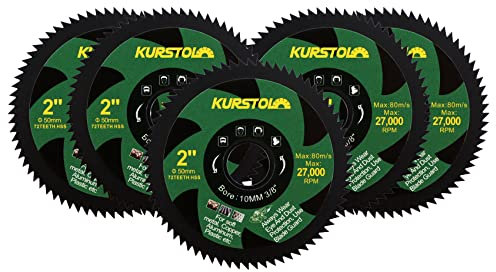 KURSTOL 50mm HSS Kreissägeblatt - 5 pcs 50mm 72T Trennscheibe für Winkelschleifer mit Bohrung 3/8(10mm) Kupfer Aluminium Metall Nichteisenblech