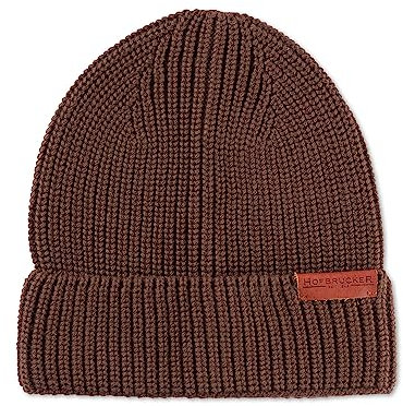 Hofbrucker Stylische Beanie Mütze aus Bio Baumwolle für Kinder und Erwachsene Grobstrick Mütze Jungen und Mädchen Größe 54/56 in Schokobraun