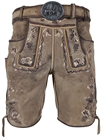Alpenlife Kurze Herren Lederhose aus Hirsch Leder, Antonio Hellbraun (as3, Numeric, Numeric_54, Regular, Regular, Hellbraun)