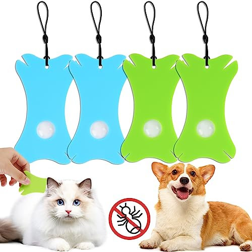 AKONE Zeckenkarte mit Lupe, 4 Stück Zeckenkarte für Hunde, Zeckenentferner Hund, Zecken Karte Hund Ideal für Entfernen Von Zecken