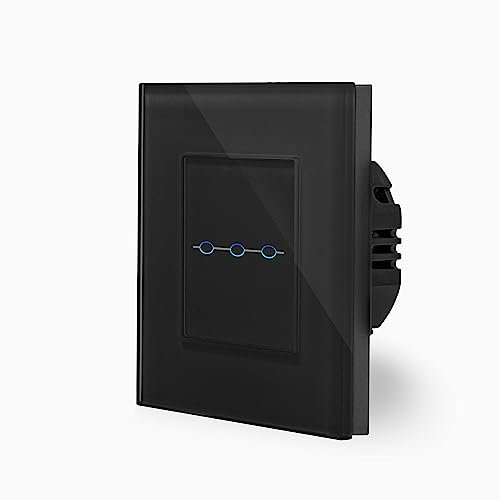 LUX Smart WIFI Touch Dimmer Lichtschalter Ein/Aus 1-Fach im Glasrahmen in Schwarz 1-Weg Smart Home Glas Berührungs Wandschalter für Alexa Google Home IFTT Tuya App gesteuert Luxus-Time