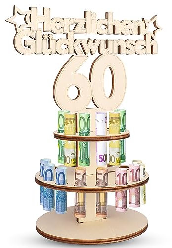 TAKUZA Geldgeschenke Geburtstag 60 Holz, Geldgeschenke+Geburtstag+60, Geschenkideen 60, Geldgeschenk 60 Geburtstag Mann, 60 Geburtstag Frau Geldgeschenk, Geschenkideen 60 Holzschild Gästebuch