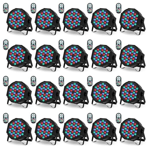 U`King 20 Pack RGB LED Par Strahler, 36 LED Bühnenlicht Partylicht mit Fernbedienung, Discolicht Scheinwerfer Bunt Beleuchtung für Stage DJ Party Show Bar Halloween Weihnachten
