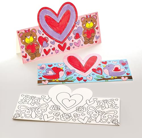 Baker Ross FX954 Cuori da colorare - Confezione da 10, kit di lavoretti di San Valentino per bambini