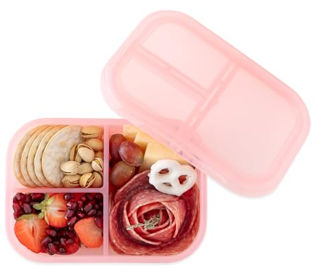 Bumkins Snack/Lunch Bento Box für Kinder und Erwachsene, 3 Fächer, auslaufsicherer Deckel, zum Portionieren, großer Abschnitt kann Sandwich, lebensmittelechtes LFGB Platinum Silikon,
