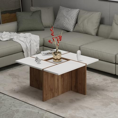 HOMIDEA Silva Table basse - Table de salon moderne - Table basse - Table d'appoint au design tendance (blanc/chêne)