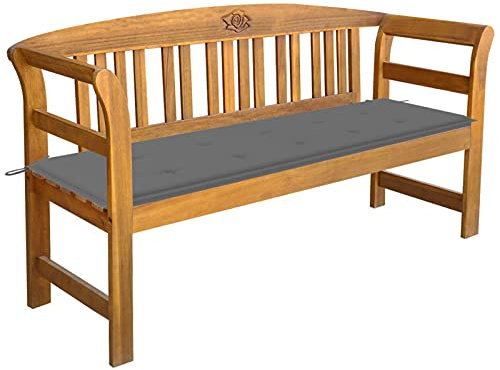 Chaduof Gartenbank mit Auflage, Terrassenmöbel, Wetterfeste Bank, Garten Banken, Deko Bank,Outdoor Bank, Gartenmöbel, Parkbank, Friesenbank, 157 cm Massivholz Akazie