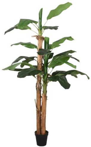 Rantry Künstlicher Bananenbaum 150 cm, PEVA-Blätter, Bambusstamm, Topf inkl., Pflegeleicht - Tropische Atmosphäre für Innen & Außen Model359001