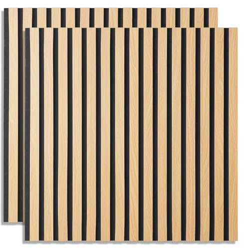 Homestyle4u 2655, Akustikpaneele Holz Set, 2 Stück je 60x60 cm 3D Wandverkleidung Wandpaneele auf Filz Braun
