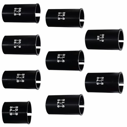Lotatheta 9 Sizes Bike Seat Post Adapter Shim Seat Post Adapter Bicycle Seat Tube Conversion Sleeve Aluminum Alloy Black 27.2mm to 36mm / 40mm to 60mm Length for Road Mountain Bike MTB