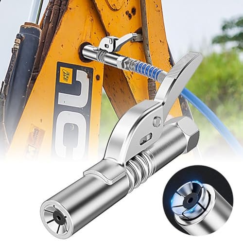 Grease Gun Coupler, High Pressure Grease Nipple Quick Lock-on and Release Grease Gun Tips Heavy Duty 1/8 NPT 12,000 PSI, Grease Nipple Compatible with All Grease Gun Fittings (1 PC)