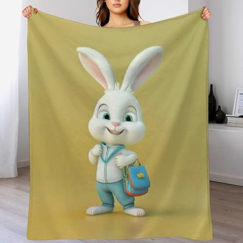 AAPZY süßes Kaninchen Decke,Vier Jahreszeiten Weich Wohndecke Decke Schlafdecke Sofadecke Plüschdecke Pelzdecke Printdesign Couchdecke Flannel Bett Decke （180×200cm）