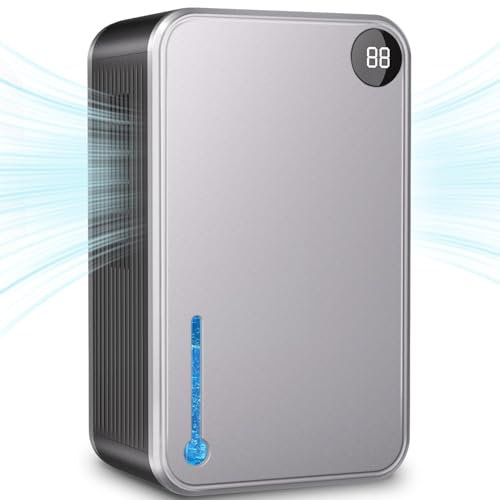 Luftentfeuchter für Zuhause, 2,7 l, Luftentfeuchter für Badezimmer, 800 m², Luftentfeuchter für Schlafzimmer, selbstentleerend, Mini-Luftentfeuchter für Keller mit automatischer Abschaltung, LED-Licht