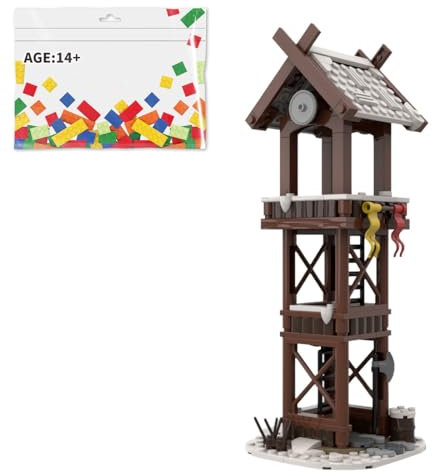 BlocteckToy Klemmbausteine Winterlicher Wikingerturm 186 Teile Mittelalterliches Architecture Haus Gebäude Set, Kompatibel mit 31132, MOC-95891