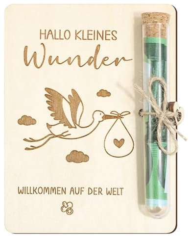 BOFUNX Geschenk zur Geburt Jungen Mädchen Geldgeschenk Verpackung aus Holz Baby Geburt Geschenk mit Reagenzgläser Lustige Geschenk für Junge Mädchen