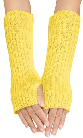 Armstulpen Damen Mädchen Handschuhe Lange Handstulpen Fingerlose Winterhandschuhe Halbfinger Strickhandschuhe Einfarbig Armwärmer Stretch Pulswärmer Armlinge für Büro Tippen Computer Damen Zubehör
