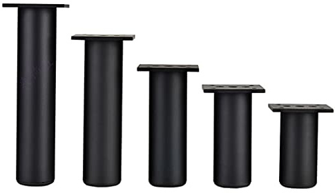 GLJTUO Pieds De Meuble - Pieds De Meuble De Cuisine Ronds Réglables Pieds De Meuble TV en Aluminium Noir *4,Black-6CM