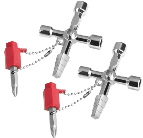 Multi-Functional Universal Cross Key Utility Key,Loft Hatch Key Square | Key Panel for Faucet,Gas Meter,Spigots,Valve,Electrical Cabinet Opening Silver