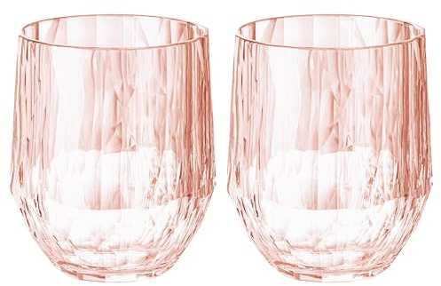 koziol Superglas Club No. 23, 2 Stück, 200 ml, Weißwein-Tumbler, Glas aus kristallklarem Kunststoff, luxuriös, unzerbrechlich, wiederverwendbar, Party, Camping, 2er Set (Transparent Rose Quartz)