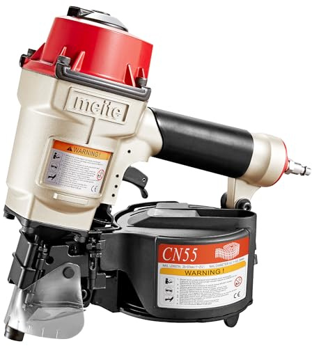 meite CN55 Air Coil Nail Gun, Professional Pneumatic Coil Nailer for Siding, Pallets & Framing, Industrial Air Framing Nailer Uses 25-57mm Flat Top Coil Nails