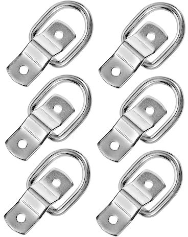 QUMIIRITY 6pcs Heavy Duty D Ring Tie Down Lashing Rings for Truck Surface Mount Cargo Anchors Plated Suitable for Ropes Straps and Chains