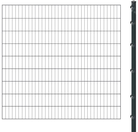 Einstabmattenzaun inkl. Pfosten zum Einbetonieren (Höhe: 180 cm, Länge: 8 m) | Einstabmatten in Anthrazit | UV- und witterungsbeständig