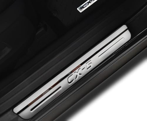 YIFANFENGSHUN 4pcs Stainless Steel Car Door Sill Protector Strips for Mazda CX-5 2024 2023 2022 2021-2017, Car Door Edge Entry Scuff Guard Strips Threshold Plate Welcome Pedal Trim