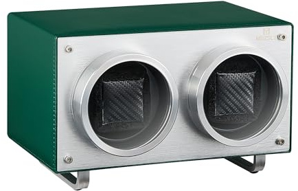 MOZSLY Doppel-Uhrenbeweger für Automatikuhren mit leisem Motor, 12 Rotationsmodi, PU-Leder, grün