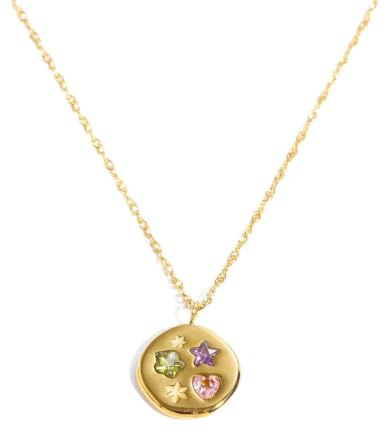 OIFAODAO, 18 Karat Goldschmuck Edelstahl U-förmiges Kaleidoskop Glückssymbol Zirkon Hufeisen U Anhänger Halskette for Frauen,Damenkette