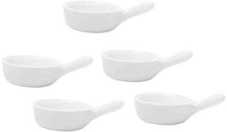 FUNOMOCYA 5 pezzi Piattini in Ceramica con Manico per Condimenti Piatto Portasalsa Profondo per Salse e Antipasti Versatile per Olio Condimento Frutta e Snack per Casa e Ristoranti