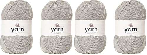 Korbond DK Light Silver Grey Yarn - 2 x 100g Acrylic Yarn - Lightweight, Hypoallergenic & Durable (200g/580m Total) (Pack of 2)