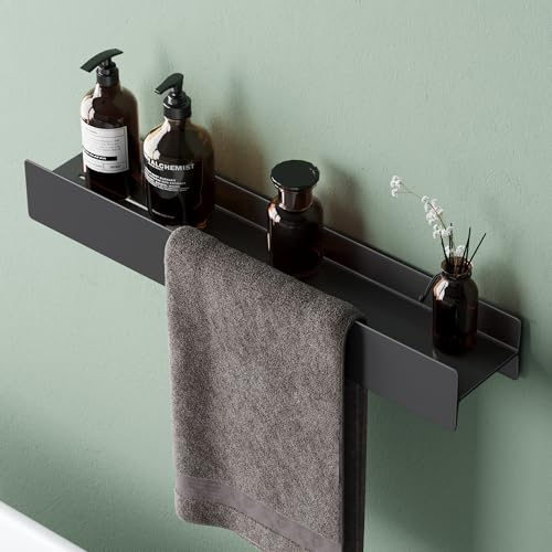 Mai & Mai Étagère Murale Amovible Serviteur de Douche pour Salle de Bain Cuisine 600x83x80 mm Noir Mat Reglo-03