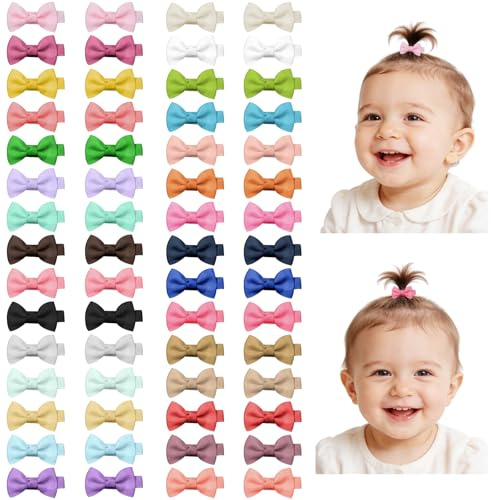 HOTUT 60 Baby Mädchen Haarspangen Mädchen Kleine Schleife Haarschleifen | 6cm Baby Haarschleifen,Kinder Haarschmuck Schleife,Haarclips, Kleine für Babys,Kinder,Teenager