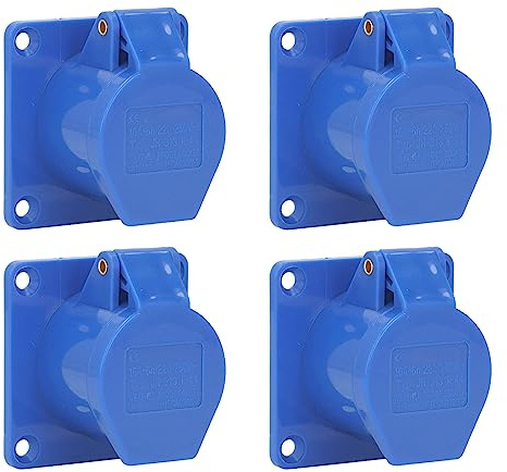 Generic Prise étanche Industrielle Durable 3 Broches IP44, Sortie Dissimulée 220V-250V pour Alimentation Extérieure, PP, Laiton, 4 Jeux
