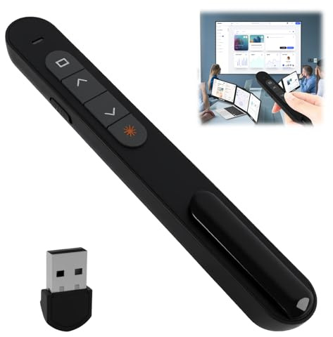 2-in-1 USB Type C Kabelloser Presenter Pointer für Präsentationen, 2.4GHz USB Powerpoint Fernbedienung mit Hyperlink und Lautstärkeregelung