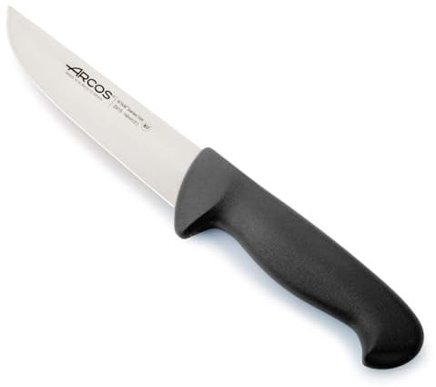 Arcos Cuchillo Carnicero Acero Inoxidable Nitrum y Hoja 160 mm. Cuchillo Cocina Profesional Cortar Carne, Pescado y Verduras. Mango ergonómico polioximetileno. Serie 2900. Color Negro.