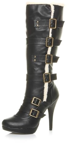 AJVANI high heel aviator shearling fur winter knee boots size 4 37