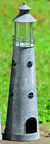Windlicht Leuchtturm Metall Zink- Optik Teelichthalter Shabby Landhaus (Large)