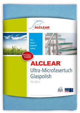 ALCLEAR Ultra-Microfasertuch Glaspolish 70x50 cm blau Glaspoliertuch Glastuch Gläsertuch Geschirrtuch, wie ein blaues Wundertuch