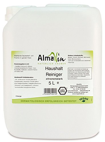 AlmaWin Öko Haushalt Reiniger 5l, Allzweckreiniger mit Zitronen-Duft, vegan, Konzentrat