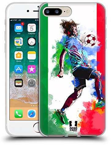 Head Case Designs Italia Calcio Splash Custodia Cover in Morbido Gel Compatibile con Apple iPhone 7 Plus/iPhone 8 Plus