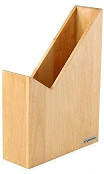 NATUREHOME Holz Stehsammler SKRIPT I Zeitschriftenbox I Massivholz handgefertigt aus Buche Natur geölt I Stehordner Sammler I Stehende Ablage für Schule, Arbeitszimmer & Büro I Format DIN A4 I 8 x 23,5 x 20-31,5cm