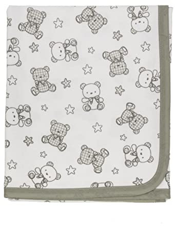 Ti TIN | weiche, saugfähige Babydecke, 80x75 cm | Krabbeldecke aus 100% Baumwolle mit doppellagigen Stoff, Babydecke fürs Auto, Wiege, Kinderwagen, Babyschale, etc,Motiv: Teddy-Bär, Farbe: braun