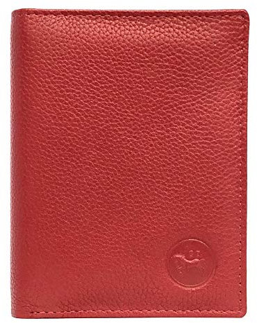 LOLUNA® Petit Portefeuille Classique en Cuir Vachette, Souple et Compact, 2 Volets Pratique pour Placer permis - identité - Cartes - Billet - Monnaie - Idée Cadeau pour Homme et Femme - Rouge